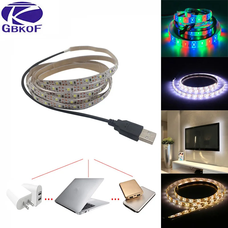 

LED tape 5V USB Power LED Strip light RGB 2835 3528 SMD HDTV TV Desktop PC Screen Backlight & Bias lighting 0.5-5M led stripe