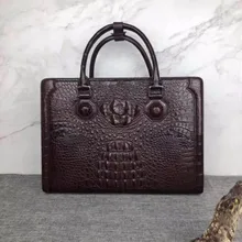 Дизайн Мужская натуральная/Настоящая крокодиловая кожа Портфель Сумка для ноутбука, крокодиловая кожа сумка для деловых людей коричневый цвет