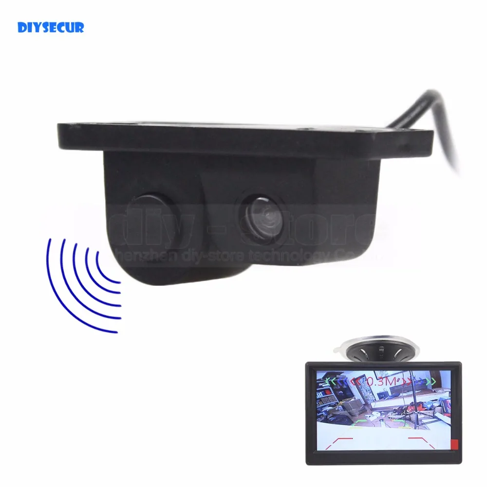 

DIYSECUR Waterproof Packing Radar Sensor Car Reverse Rear View Car Camera Wide Angle for Parking Assistance Kit 2 in 1