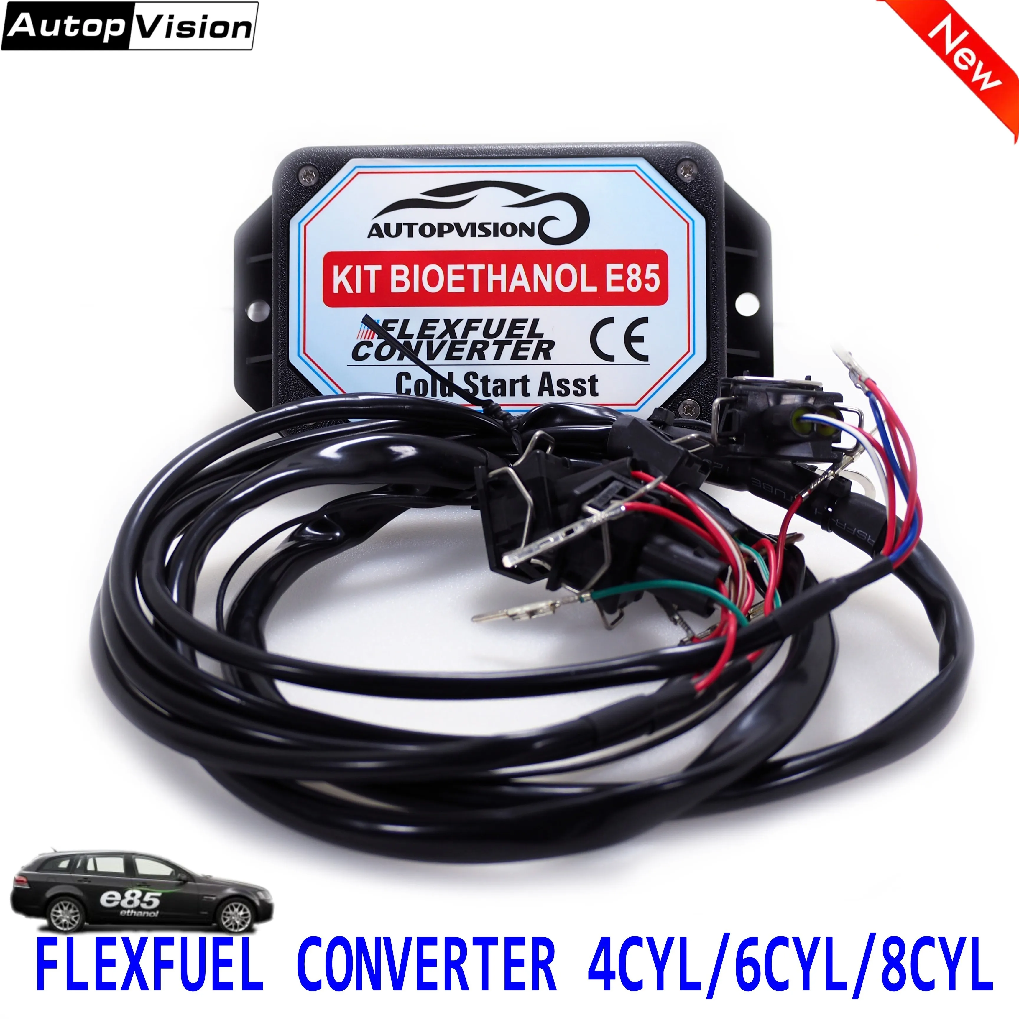 E85 4cyl 6cyl 8cyl Auto conversion kit Flex combustible etanol alternativa combustible con arranque en frío Asst. Conectores disponibles para EV1, EV6 - 1