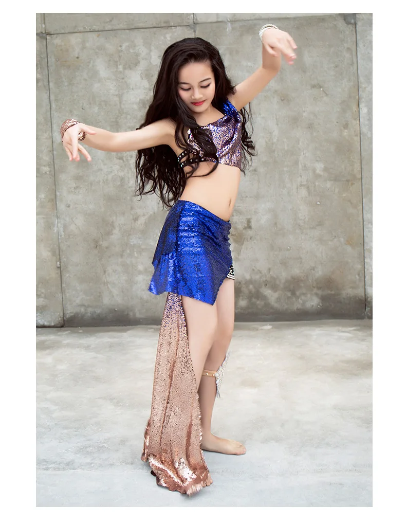 Professional дети обувь для девочек Bellydance костюм блестки на платье детей Oriental танцевальный сценический выступлений одежда(бюстгальтер+ юбка