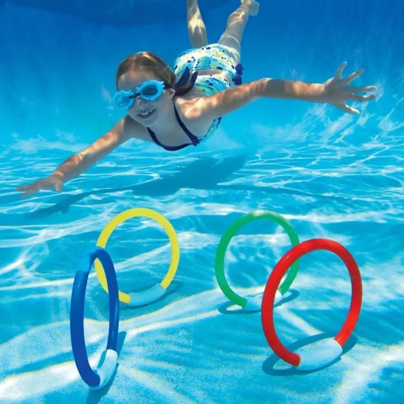 4 шт. кольца для подводного плавания безопасной для детей, купальный костюм одежда для купания, открытый бассейн водные развлечения Дайвинг буй игрушки развивающие, образовательные игры, игрушки в подарок