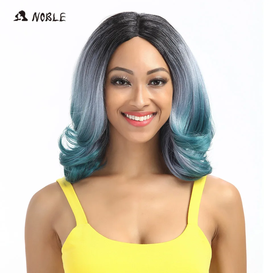 

Noble I Part Lace Wigs 12 Inch Wavy Short Green Grey Synthetic Cosplay Wigs For Black Women Heat Resistant Free Shipping