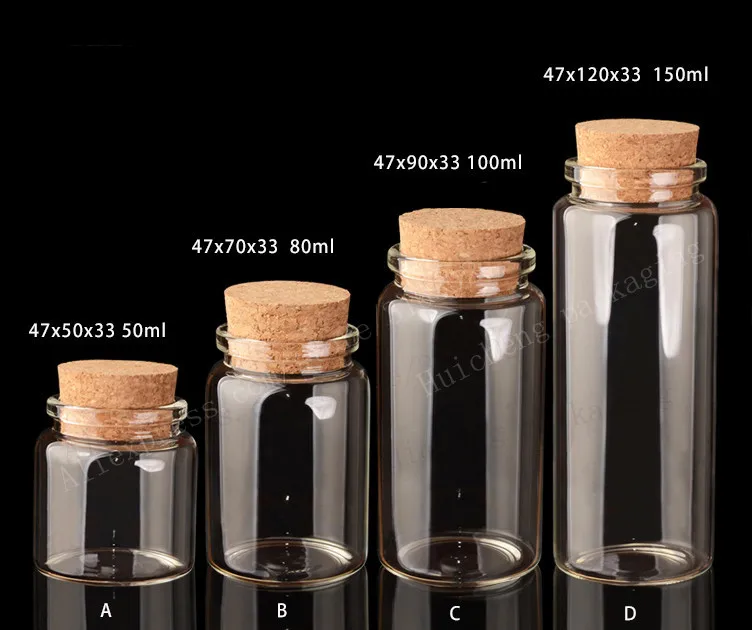 500 X Glass Bottles with Cork Crafts Bottles Jars Weding Gift 50ml 80ml 100ml 150ml Empty Jars