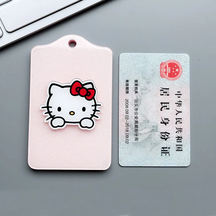 Cute Telescopic Keychain Acrylic Card Holder ID Badge Student Nurse Credit ID Badge Holder Retractable Credential Holder Cartoon