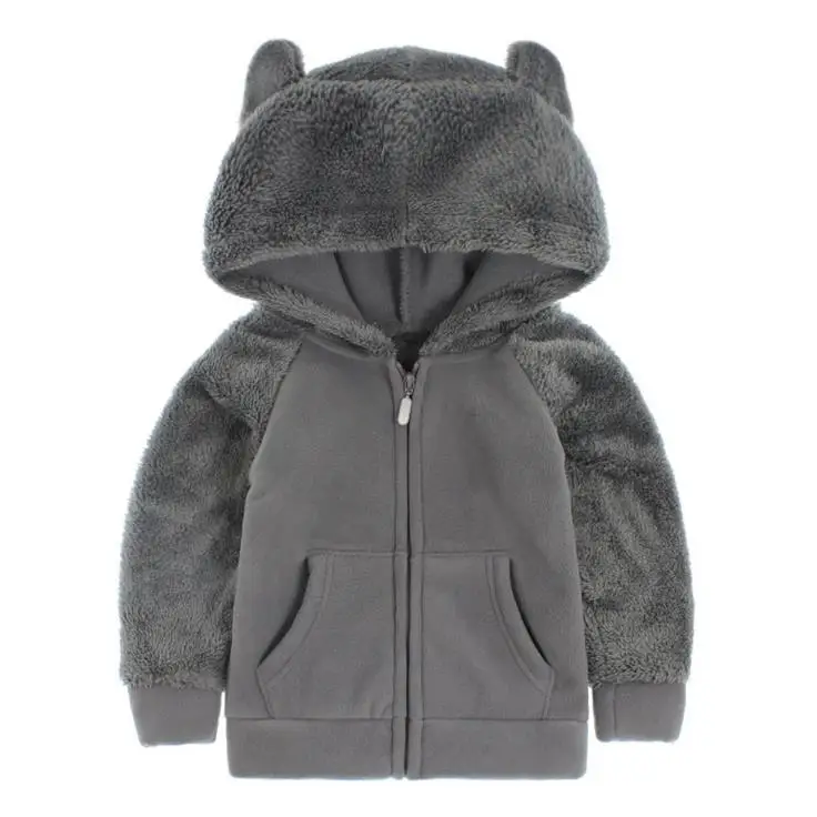 New Autumn 2 6Y Baby Boys Girls Hoodie Tops Zipper Warm Fleece Coat And