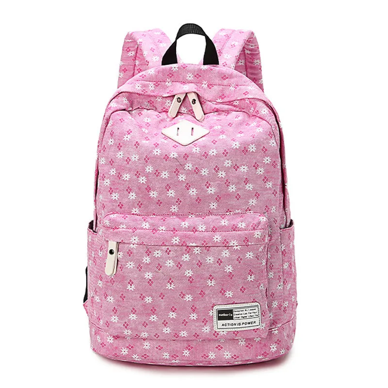 Винтажные школьные сумки для девочек-подростков, школьный рюкзак большой емкости, женский холщовый рюкзак с принтом, рюкзак, рюкзак, сумка для книг - Цвет: rose red
