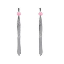 2 шт из нержавеющей стали конические брови клип удаление волос лица брови пинцеты для зажима(случайный цвет, плоский и диагональный рот