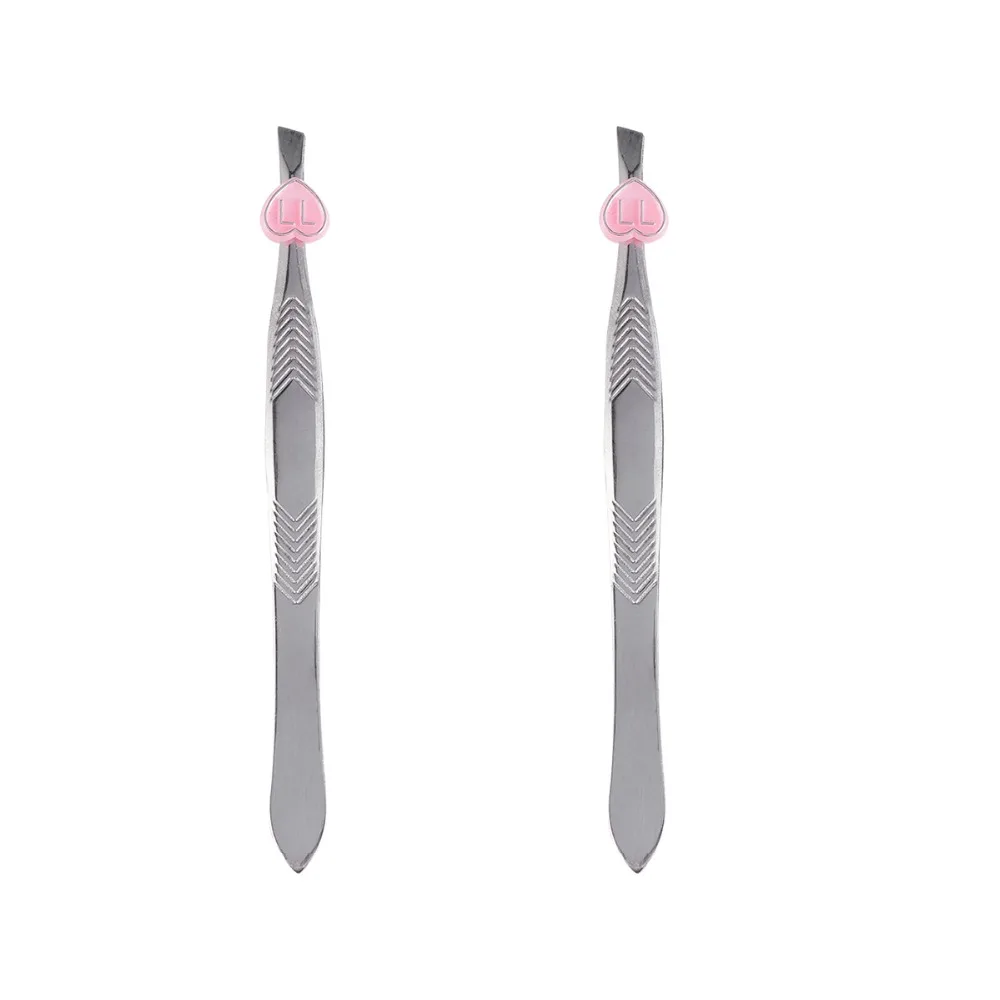 

2Pcs Stainless Steel Bevel Eyebrow Clip Hair Removal Face Eyebrow Clamp Tweezers (Random Color, Flat and Diagonal Mouth)
