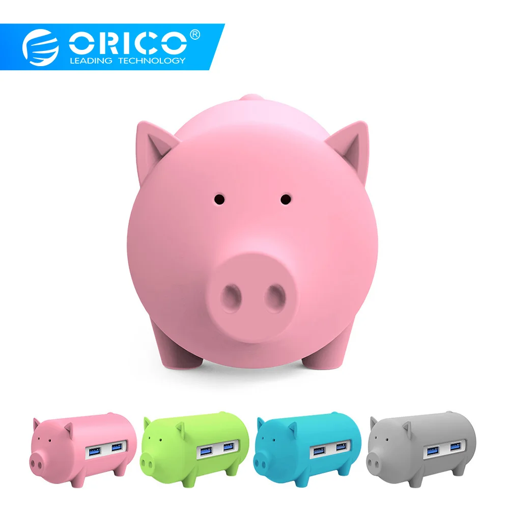 ORICO H4018 USB3.0 концентратор Litte свинья концентратор USB3.0 3 порта с устройство для чтения карт SD TF для MacBook Air Ноутбук PC Поддержка OTG функция концентратор