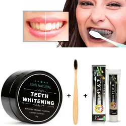 Ежедневное использование натуральный органический активированный бамбуковый уголь Отбеливание зубов порошок зубная паста набор зубных