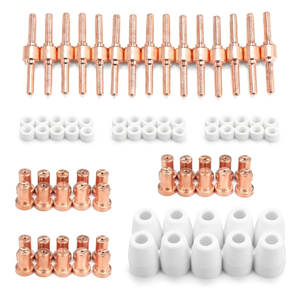 

85pcs Ceramic Cups Metal Air Plasma Cutting Cutter Consumables Extended TIP Nozzle Electrode Shunting Rings For PT31 LG40 Torch