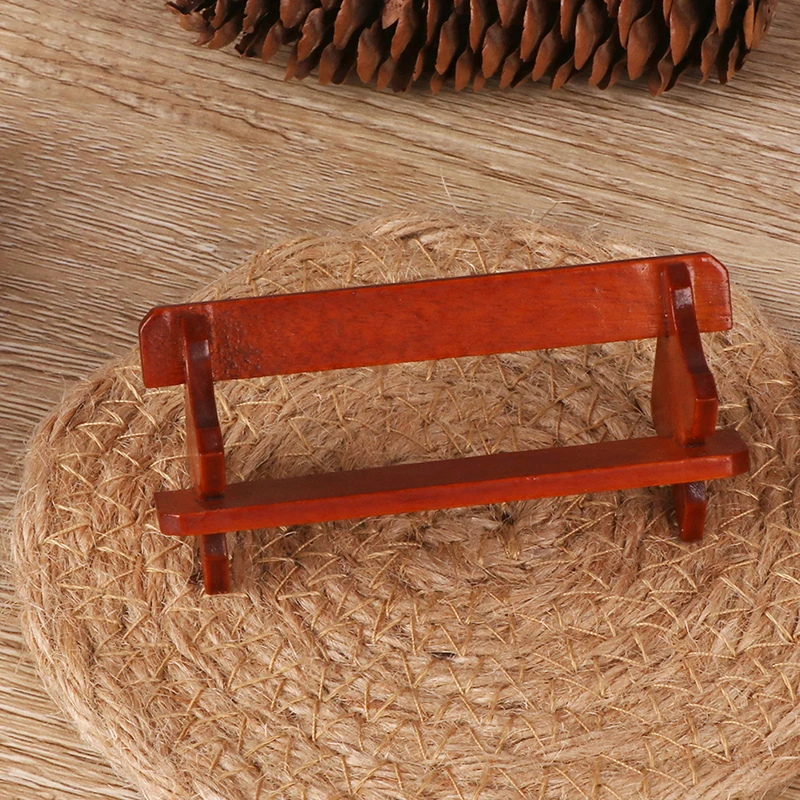 1:12 Mini Bench Wooden Metal Dolls Miniature Accessories Dollhouse Adornment