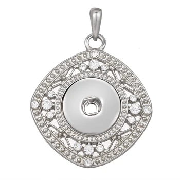 

Newest Trendy Ethnic Style square flower hollow Pendant Snap Button Necklace Women Fit DIY 18MM Snap Necklaces ZG123