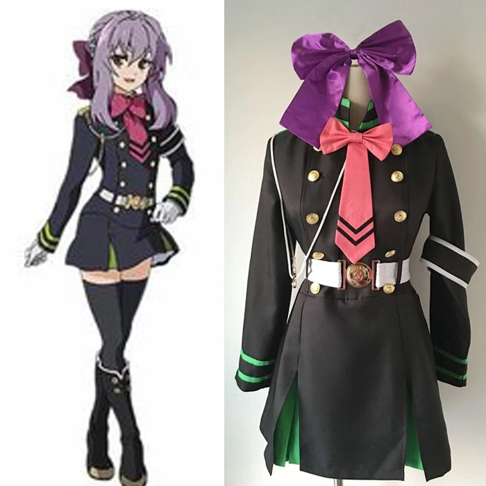 Hiiragi Shinoa Косплей Аниме сераф из Конца Owari no Seraph белый костюм вампира с плащом |