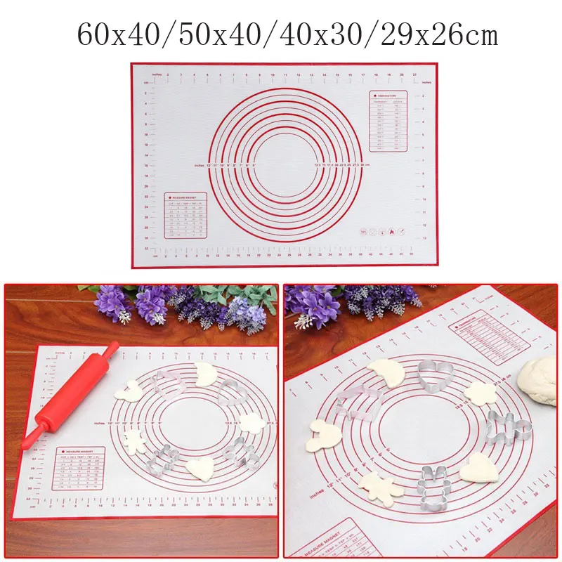 Ex-Большой антипригарный силиконовый коврик для выпечки антипригарный коврик для выпечки вкладыш для печи шкала прокатки набор инструментов для теста для лепки кухонные аксессуары четыре размера