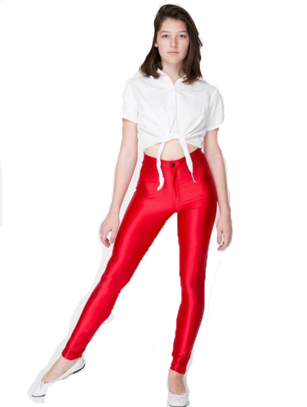 Женская мода размера плюс XL брендовые новые яркие цвета с высокой талией блестящие танцевальные брюки в стиле диско Американский Карандаш Тренировочные штаны