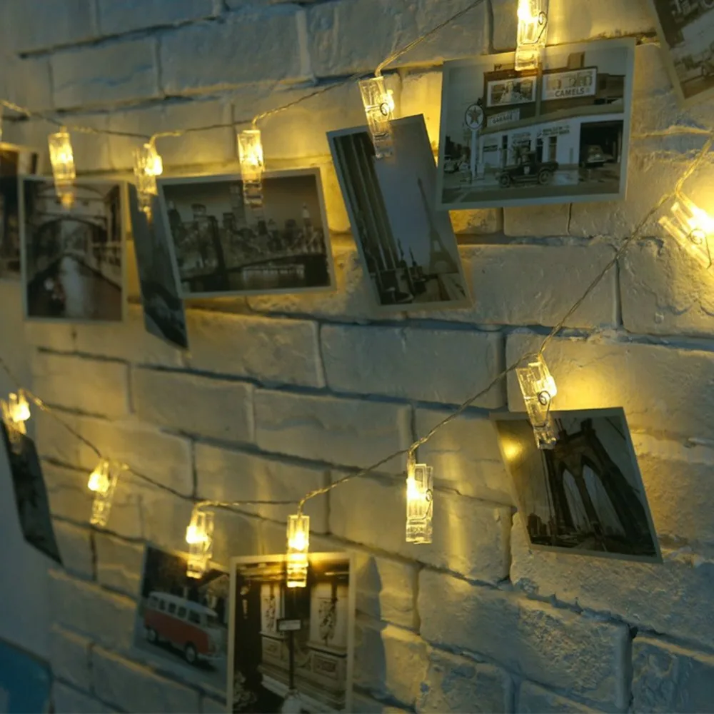 

20 LED Plug-in Photo Clips For Christmas Holiday Decorative Lights Series With Eight Functions Decorative