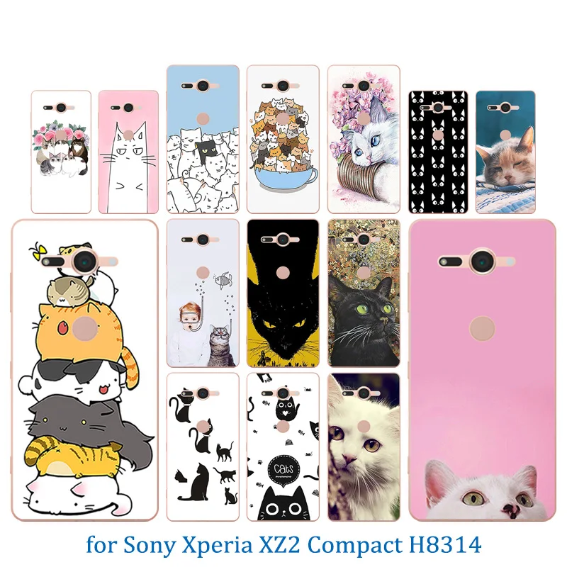 Мягкий ТПУ для Sony Xperia XZ2 Compact H8314 H8324 Luck Cat Pattern 5 дюймов чехол телефона мягкий