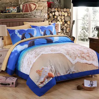 

100% Polyster Cotton cartoon luxury home textile Bedding set 4pcs Cover Sheet Pillowcase dolphin/owl/horse print bedding set