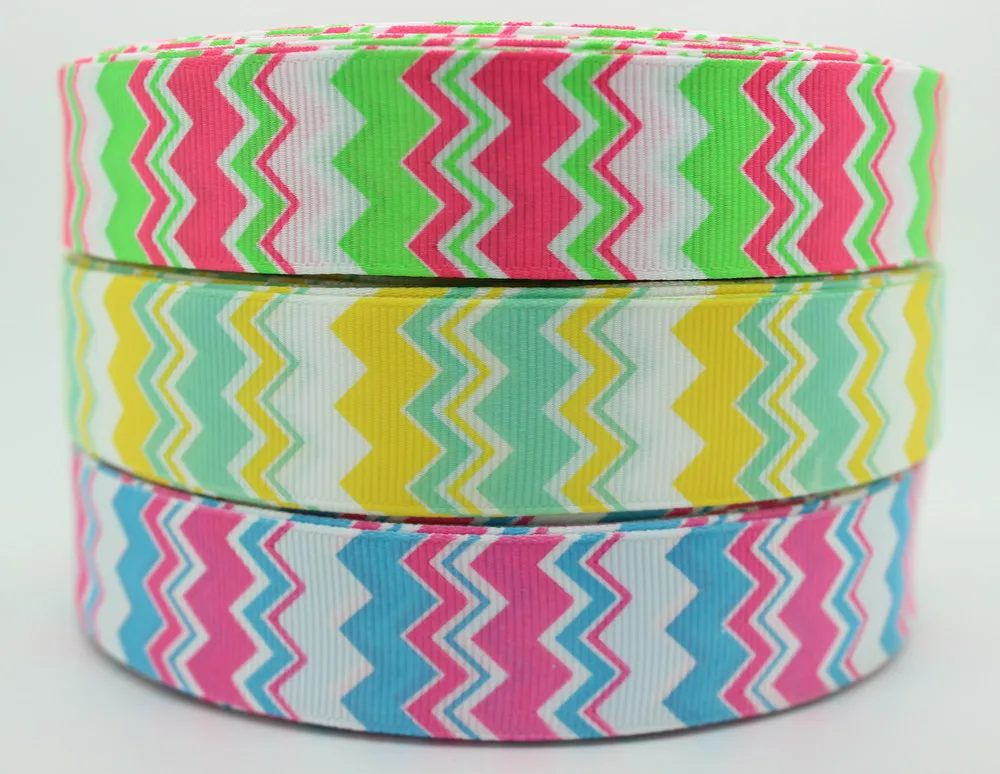 Новинка 1 ''Бесплатная доставка 6 цветов шеврон печатные grosgrain ленты бант для
