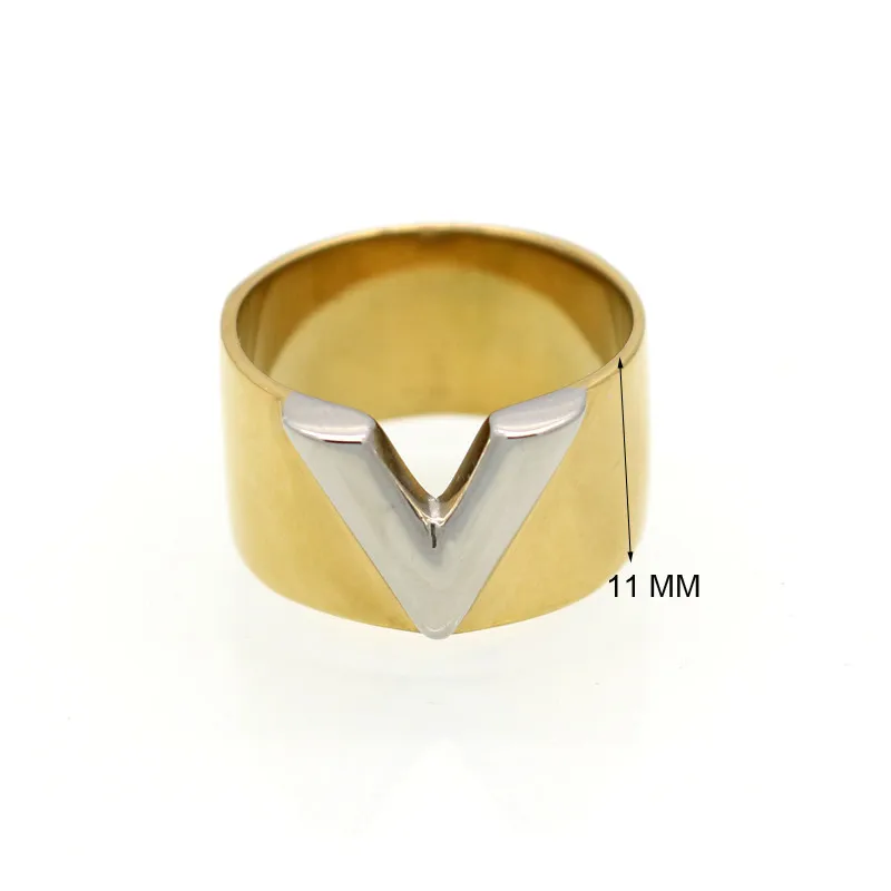 BORASI модное роскошное известное Брендовое Ювелирное кольцо для мужчин/женщин Золотое двойное цветное v-образное кольцо титановая сталь полированное кольцо для любви