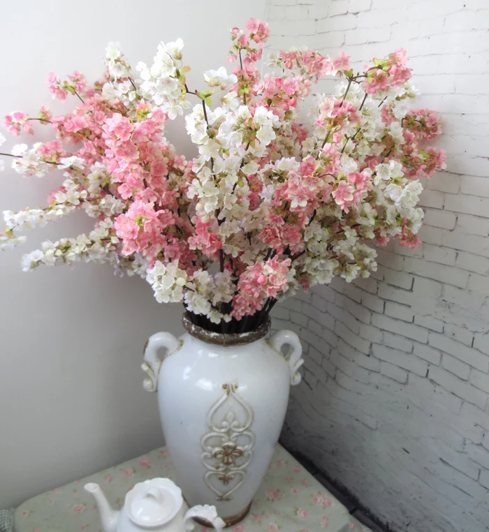 Декоративные искусственные цветы, шелк, вишня, свадебное украшение, Сакура, искусственные цветы, Декор, персиковый цветок