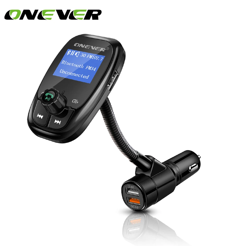 Onever FM Transmitter Bluetooth Car Kit Car MP3 Player FM Modulator QC 3.0 Dual USB Car Charger