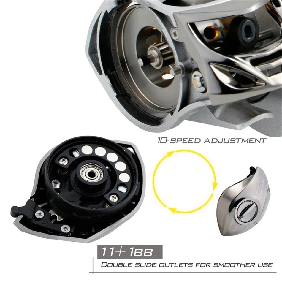 Carretel de Pesca 11 + 1bb Sougayilang Arremesso Super Leve Estrutura Design Precisamente Usinado Latão Engrenagem Molinete 9 Carretilhas de pesca