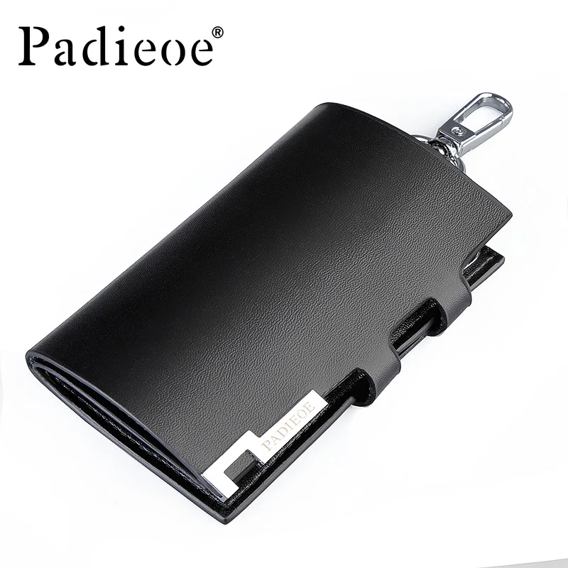 Padieoe Men Leather font b Key b font Holder Solid Black Housekeeper For font b Keys