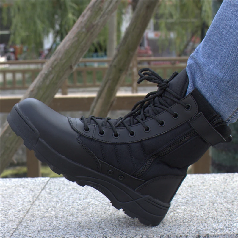Зимние ботинки «милитари»; мужские тактические ботинки с плюшевой подкладкой и молнией; дышащая обувь; мужские шерстяные армейские ботинки