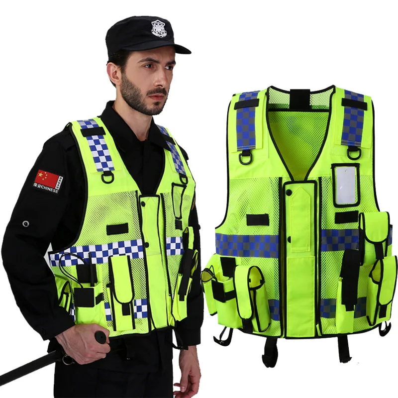 Safety Yellow Vest Security Waistcoat Reflective Vests With Pocketsin