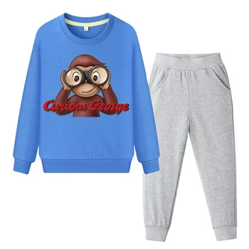 

Boys Long Sleeve Sweatshirt Pant 2PCS Clothes Set Girls Clothing Sets Children Curious George Tracksuit Kids Costume Suit DY044