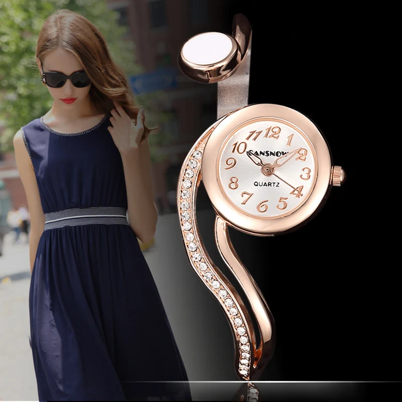 Relogio Feminino Fashion Rose Gold Women's Bangle Bracelet Watches Luxury Stainless Steel Rhinestone Ladies Jewelry Watch Clock