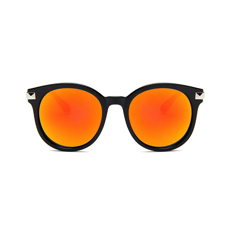 Модные оранжевые Серебряные Круглые Солнцезащитные очки женские мужские винтажные Ретро Сексуальные Роскошные Брендовые женские солнцезащитные очки оттенки солнцезащитные очки - Цвет линз: Black Orange