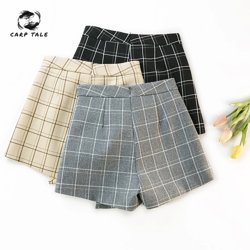 

CARP TALE 2019 Spring Summer Sexy Skirt Women Bottoms Fashion plaid A-line Ruffles Sexy Club Regular Outwear Women Skirts female