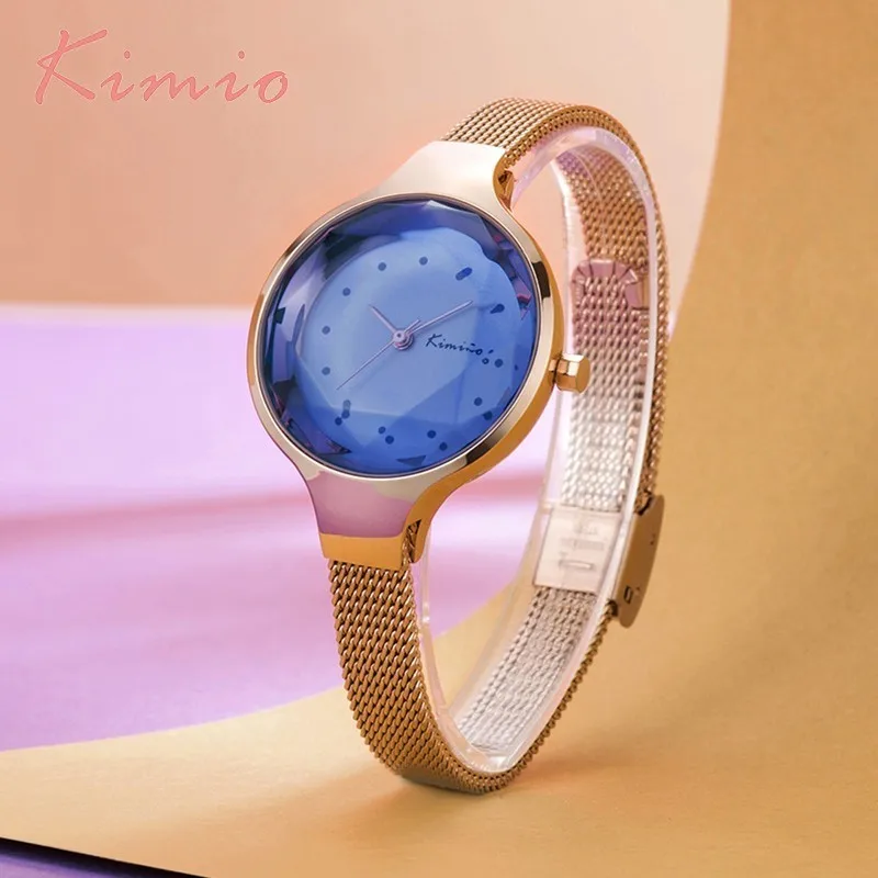 KIMIO Multi-cut Face Glass Dress Women Watch Stainless Steel Mesh Strap Rose Gold Watch Woman Ladies Watches Top Brand Luxury KIMIO Multi-cut Face Glass Dress Women Watch Stainless Steel Mesh Strap Rose Gold Watch Woman Ladies Watches Top Brand Luxury
