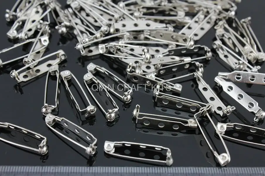 400pcs Metal Silver tone Brooch back Pins with safety lock feature