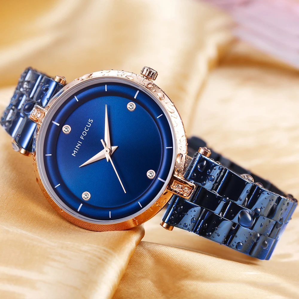 MINIFOCUS Rhinestone Watches Women Fashion Watch 2019 Luxury Brand Quartz Watch Women Stainless Steel Diamond Ladies Wrist Watch