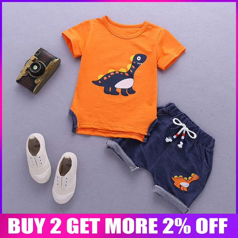 

BibiCola 2018 baby boys clothing summer sets 2PCS new infant cartoon T-shirt+sport shorts suit toddler boys clothes outfits