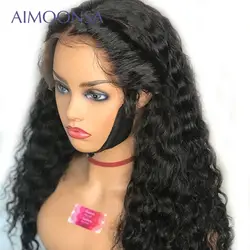 Полные парики шнурка человеческих волос бразильский вьющиеся парики из натуральных волос с Африканской структурой, Для женщин полная 130 150