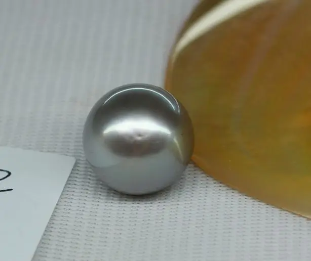 

FREE SHIPPING>>>@@ HUG 14MM SOUTH SEA GENUINE PERFECT ROUND SILVER GRAY GREEN LOOSE PEARL UNDRILLED