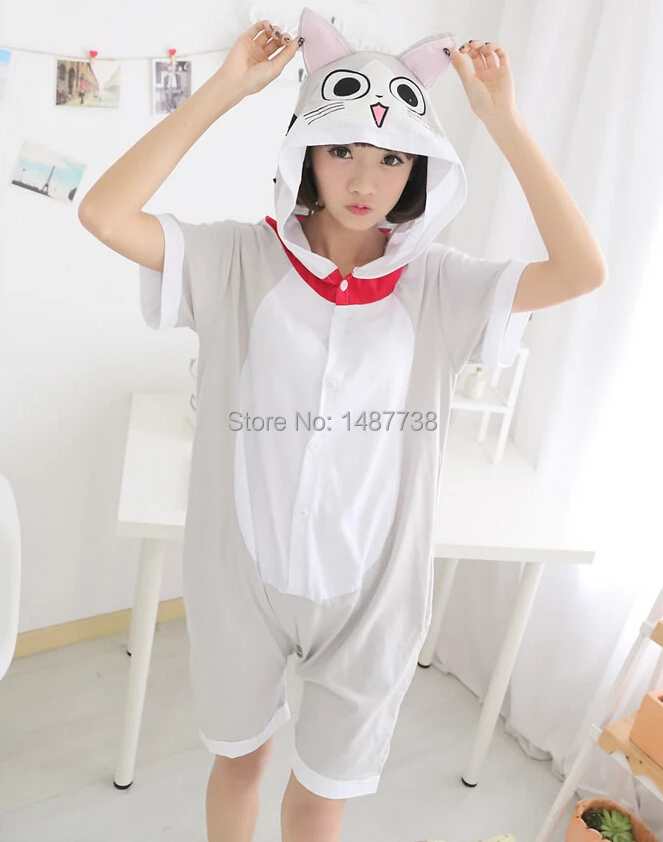 New 100% Cotton Novelty Anime Animal Chi's Sweet Home Cheese cat Summer Onesie for WomenMen Adults Pajamas Sleepwear 2.jpg