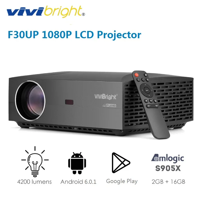 

VIVIBRIGHT F30UP LCD Android Projector 1080P Full HD Home Entertainment Commercial 4200 Lumens Bluetooth 4.0