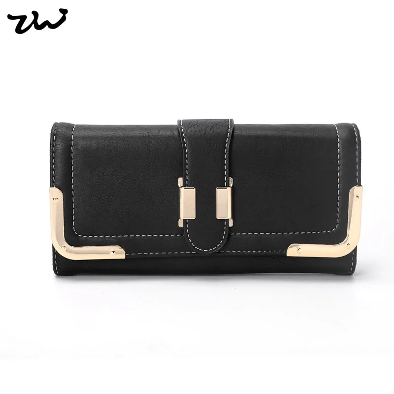 ZIWI Ladies Long Wallet Metal Buckle Photo Bit Card Position Zipper Large Capacity Magnetic Women Purse 5Color |