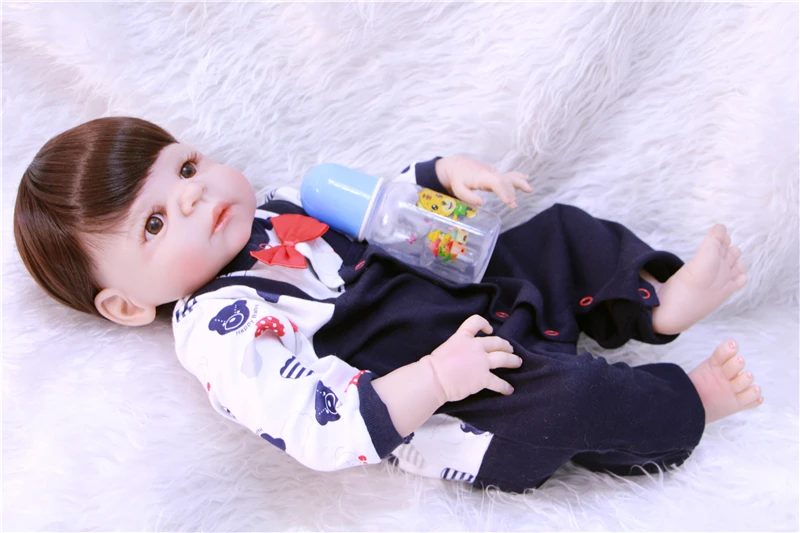 22"55cm Full Body soft Silicone Reborn Babies Dolls bebe alive boy/girl body doll stylish toy birthday bonecas kids gift