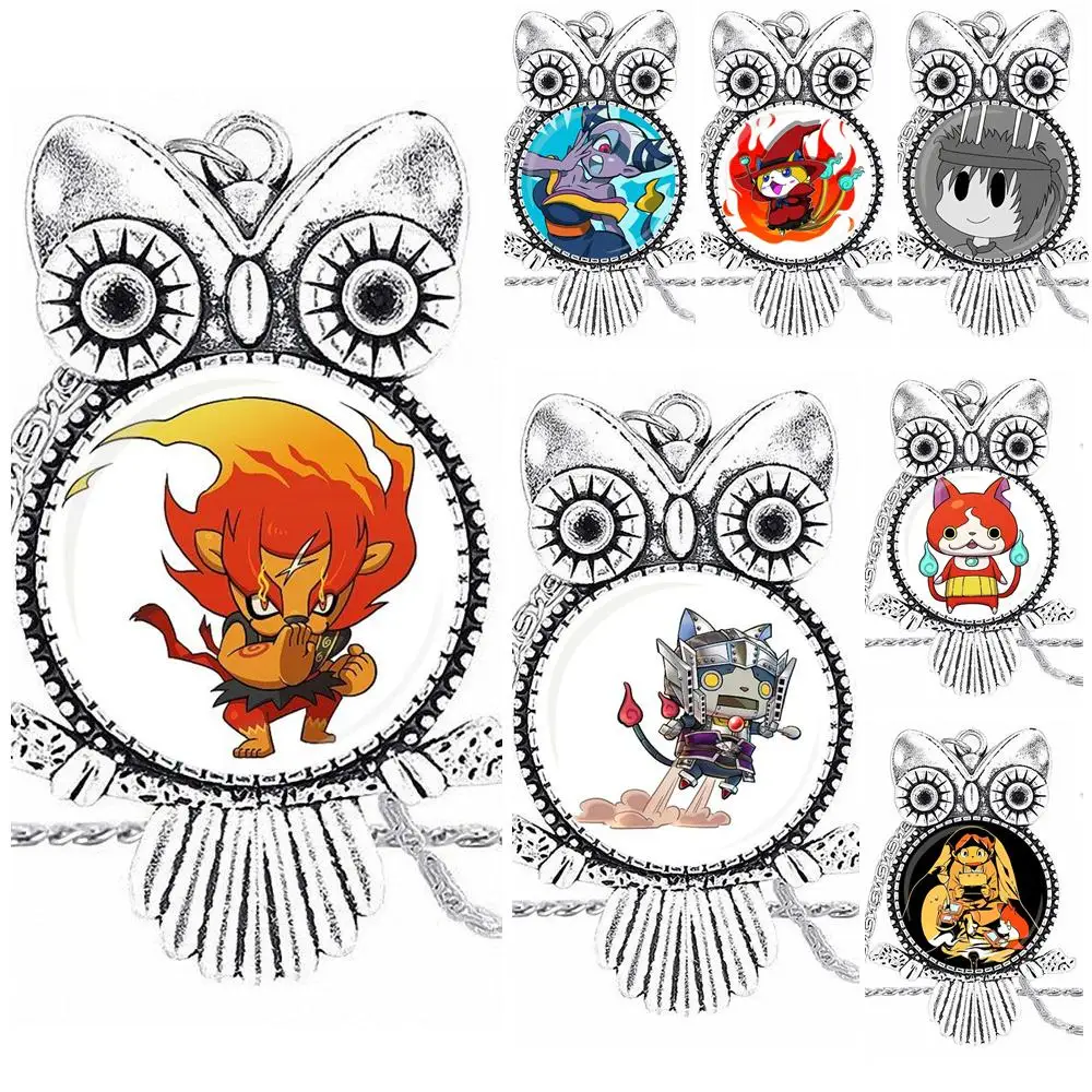 EJ Glaze Yokai Yo-Kai бижутерия со стеклянными кабошонами с колье длинной подвеской Сова