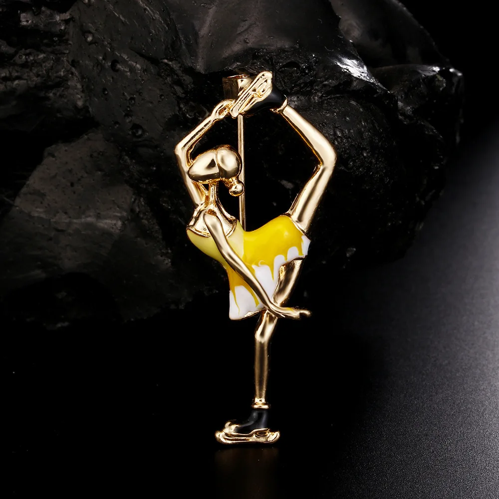 

Ballerina Brooches For Women Costume Jewelry Female Fashion Collar Lapel Ballet Dancer Crystal Blue Enamel Figure Pin Brooch X88