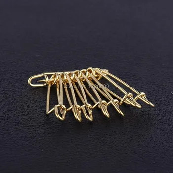 

100pcs/lot gold color copper material unique Design Metal Safety Pins Brooch for clothed label