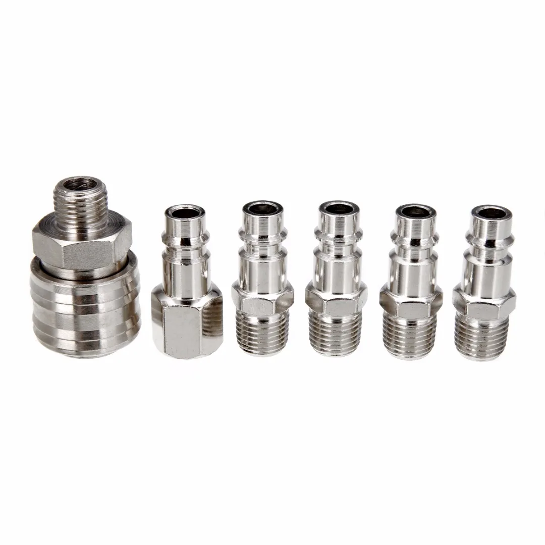 6pcs 1/4" BSP Euro Quick Coupler German-style External/Internal Air Line Hose Compressor Connector Set For Hardware Tools